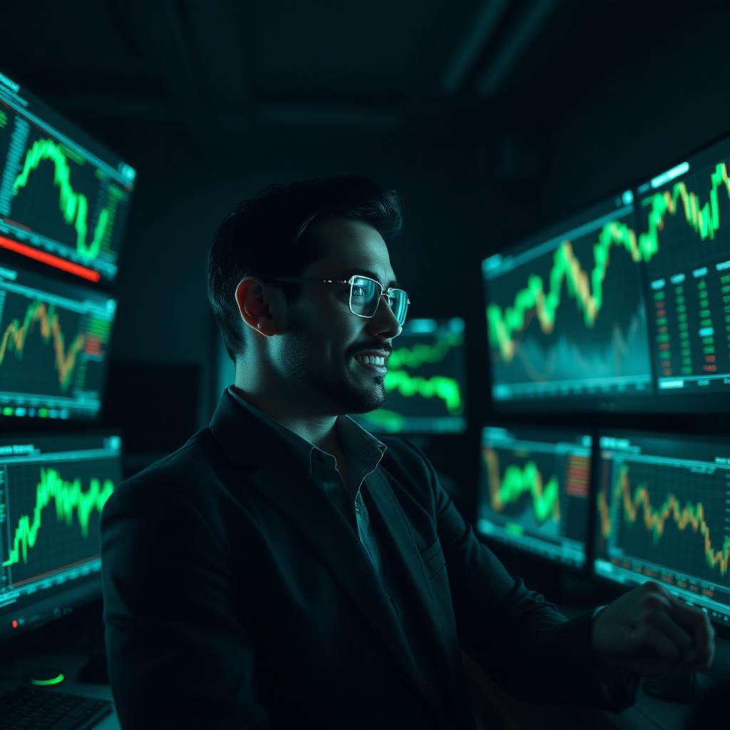 Trader reviewing live market charts on multiple screens